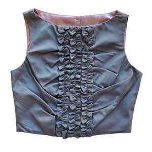 Jessica McClintock Vintage 2000 Ruffle Accent Cropped Sleeveless Top Sz 6 NWT